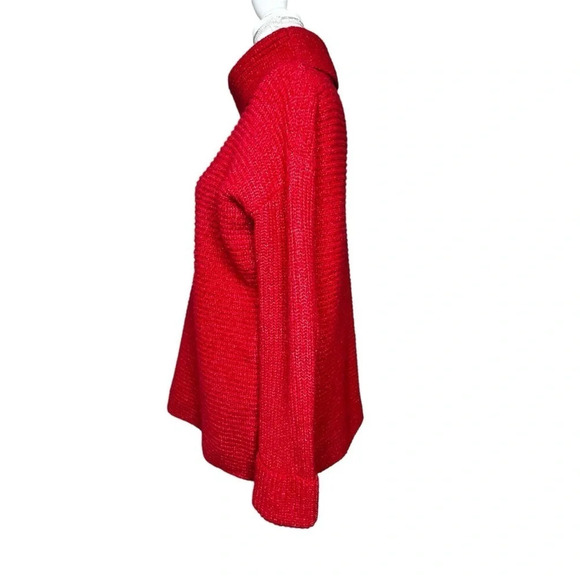 Pilcro Oversized Knit Cowl-Neck Sweater in Red/Orange Size X-Small - Picture 6 of 14